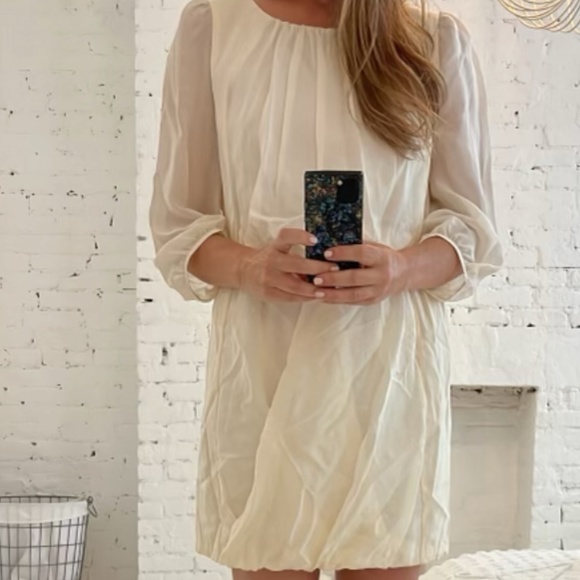 TIBI Ivory Silk,  Pleated, Bubble Hem Dress - NWT Size 4 - Picture 1 of 6